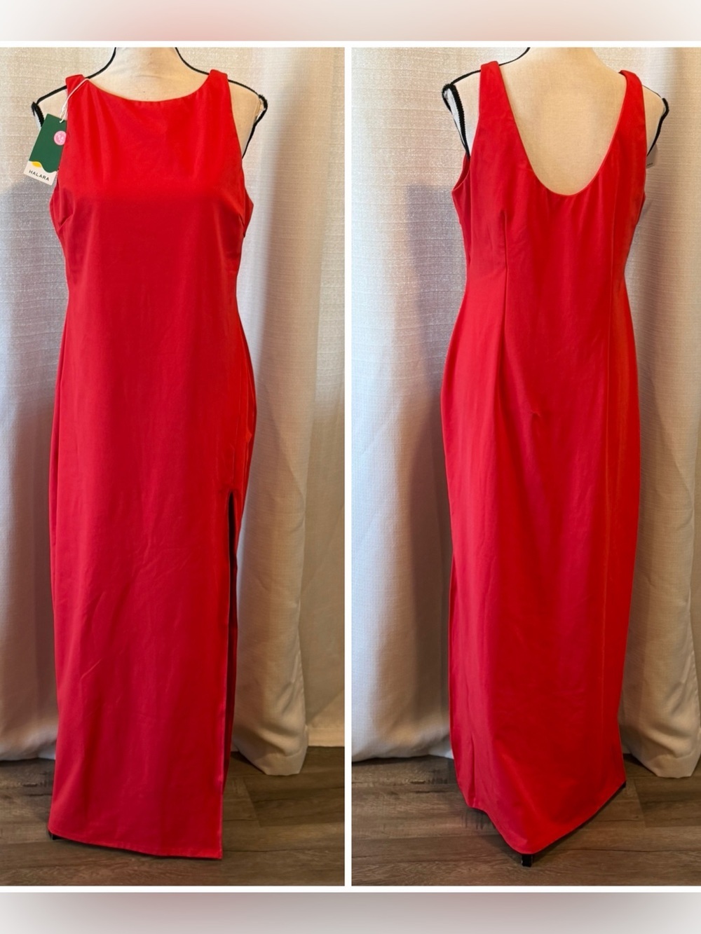 HALARA Red Maxi Dress Sleeveless Slit Size XL NWT NEW